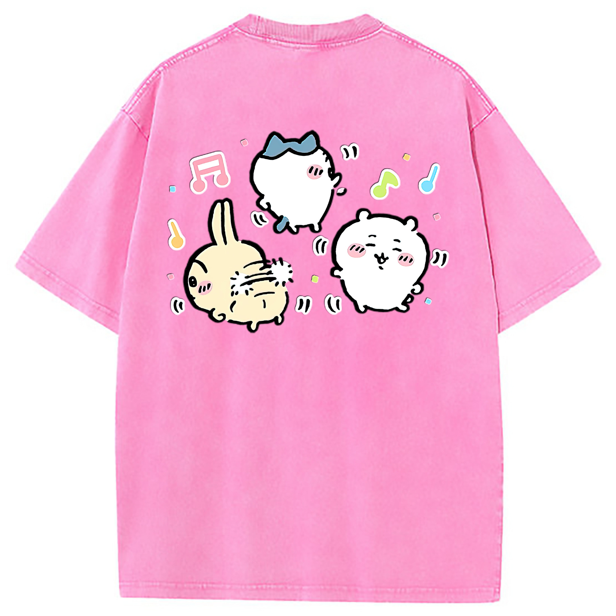 （画像用） ちいかわ うさぎ Chii-kawa usagi 綿100% ヴィンテージ風 半袖Tシャツ（背面プリント）